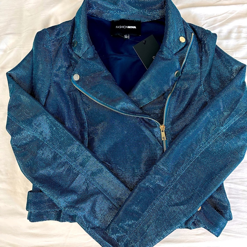 Fashion Nova Metallic Night Moto Jacket